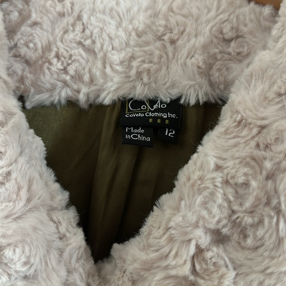 Covello Plush Vest Cream With Olive Swirl Accent Size 12 EUC Soft And Cozy - Picture 2 of 2